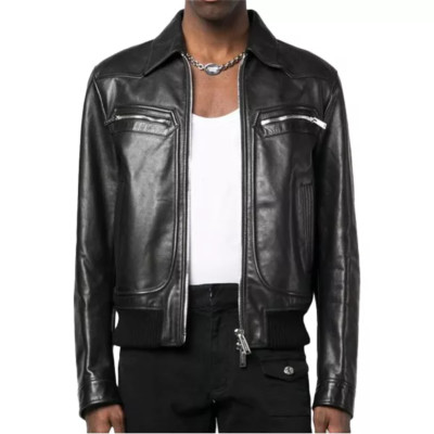 Schwarze Lederjacke Herren Flight/Bomber Reines Lammfell Größe S M L XL XXL C...
