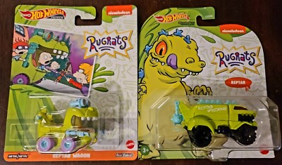 Hot Wheels 2021 Nickelodeon Rugrats Reptar Wagon Green (Lot of 2