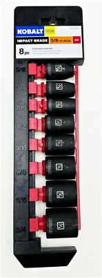 #ad 8pc KOBALT IMPACT GRADE LASER ETCHED 6 POINT SOCKET SET 3 8quot; Drive SAE 0338630 $22.99