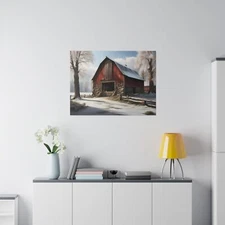 Winter barn Matte Canvas, Stretched, 0.75"