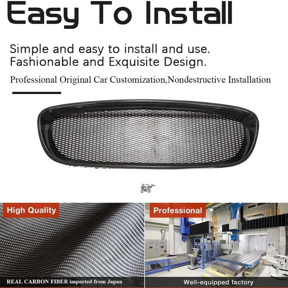 REAL CARBON Front Bumper Grill Grill Frame Cover Fit Para Jaguar F-type 2013-16 - Imagem 2 de 4