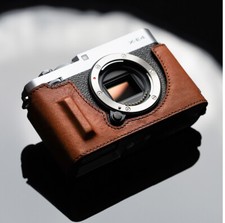Handmade Genuine Real Leather Half Camera Case Bag Cover for FUJIFILM X-E4 XE4