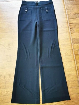 Pantalones largos rectos de lana para mujer CHANEL bolsillo trasero tela elás... - Imagen 1 de 4