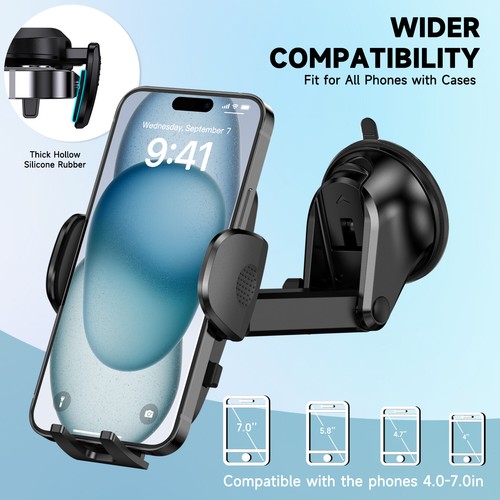 S161 Car Phone Holder 360° Rotating Windshield Dashboard Mount Fit For Phone - 第 1/12 張圖片