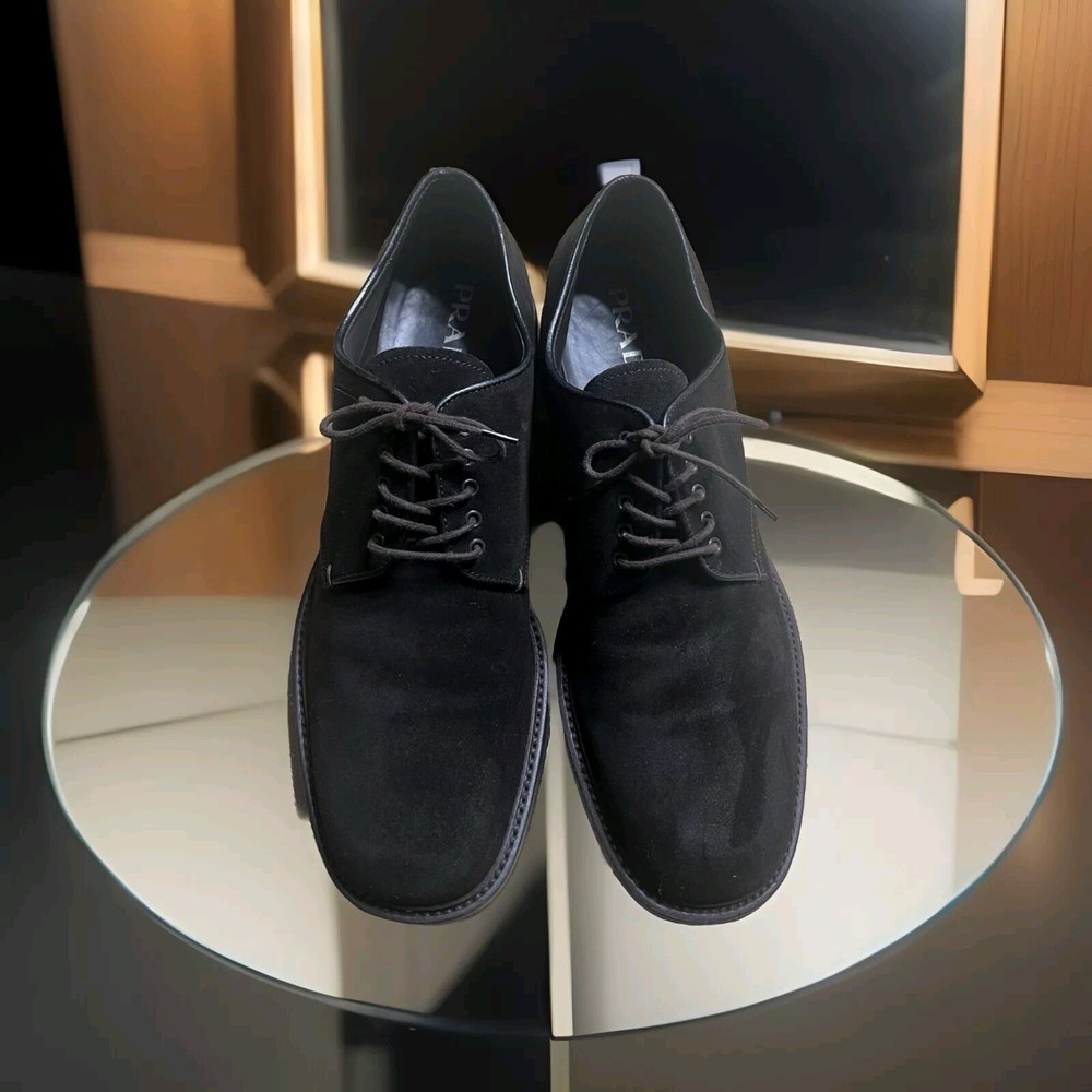 PRADA Black Suede Lace-Up Dress Shoes Size 10