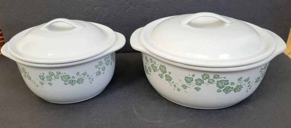 2 Cazuela (s) de hiedra Corelle CALLAWAY 1-1/2 Y 2-1/2 cuartos hojas verdes con tapas Foto 2 de 4