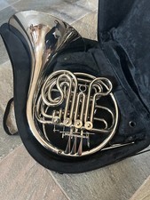 DOUBLE FRENCH HORN, SILVER, WITH HARD CASE AND MOUTHPIECE