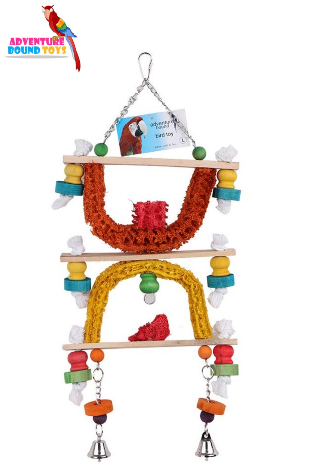 ADVENTURE BOUND REFLECTION FUN MEDIUM BIRD PARROT HANGING CAGE TOY 56CM