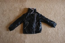 Hanyihui Black Biker Moto Jacket Faux Leather Full Zip Size 7 23 