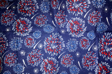 RED, WHITE AND BLUE FIREWORKS ON NAVY FROM FABRIC TRADITIONS 100 COTTON FABRIC