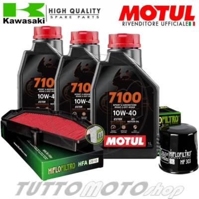 MOTUL - HIFLO Tagliando KAWASAKI KLE Versys 650 Abs 2021 2022 2023 / Motul 7100 10W40 + Filtri