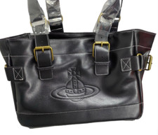 Vivienne Westwood Accord Handbag Tote Bag Black Shaped Shoulder MINT