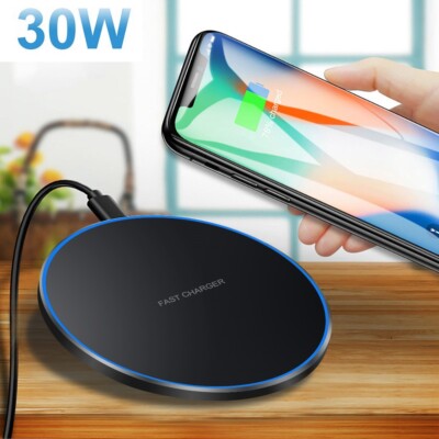 30W Wireless Charger Induktive Ladegerät Ladestation für Apple iPhone Samsung