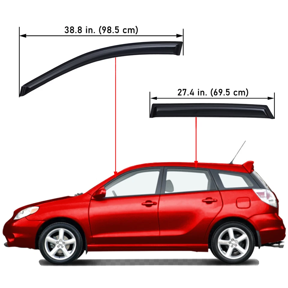 Tape-on Window Vent Visor Side Window Deflector for 2003-2008 Pontiac Vibe - Image 2 of 4