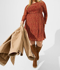 Torrid Mesh Floral Ruffled Mini Dress Red Plus Size 1 1X 14 16 #G60370