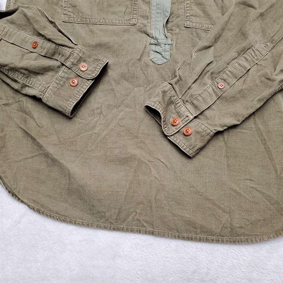 Camisa J Crew Mujer Mediana Verde Oliva Pana 100% Algodón 1/4 Cremallera Chamarra Foto 4 de 4