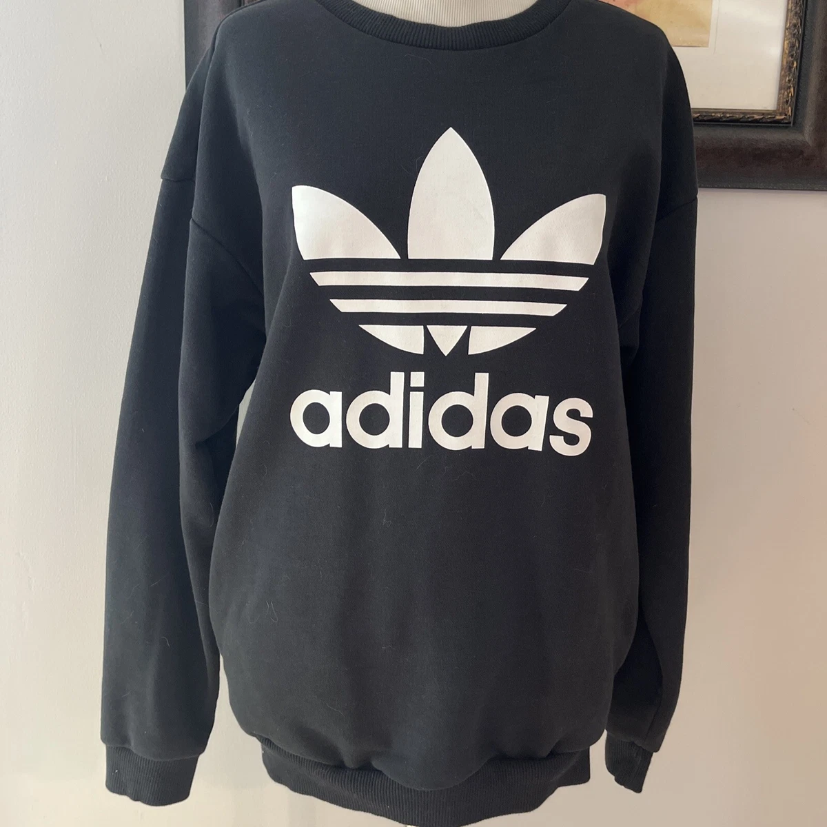 adidas Originals Black Logo Crew-Neck Sweatshirt with Packets Size XS | eBay