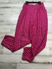 Vintage Max Diane Women's Size Large Pink White Polka Dot Ankle Pants 80s