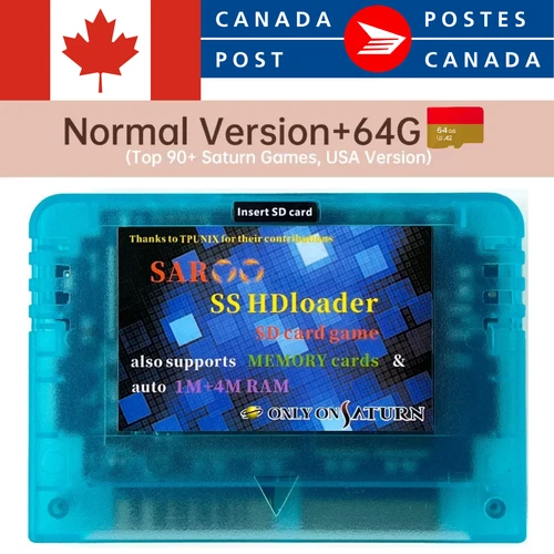 SAROO SS Sega Saturn HD Loader Everdrive Micro SD Card 64GB Blue Normal - NEW