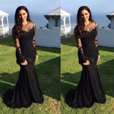 Black Mermaid wedding Dress,Long Sleeves lace black dress,Gothic wedding dress