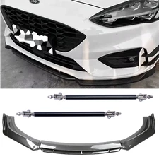 For Ford Focus Carbon Fiber Black Front Bumper Lip Chin Body Kit Spoiler