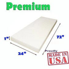 1"x 24"x 72" High Density Seat Foam Cushion Replacement Upholstery Per Sheet