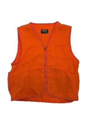 Vintage Saftbak Blaze Orange Safty Hunting Zip Vest Mens Made in USA - Medium