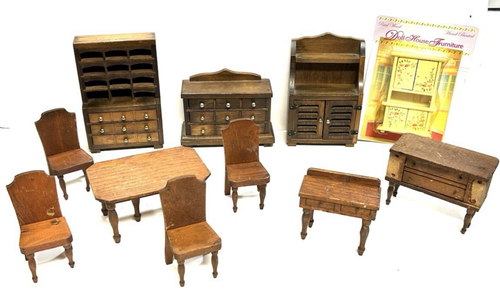 LOTTO 11 MOBILI VINTAGE CASA DELLE BAMBOLE IN LEGNO TAIWAN ROC