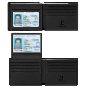 Travelambo Genuine Leather Wallet for Men with 4.5“x3.5”, Craze Horse Black 