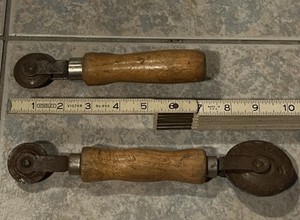 Vintage Screen Spline Roller Tool Rolling Repair Wood Handle Lot Of 2, 8” & 10”