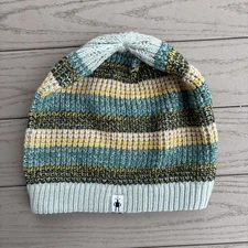Smartwool Women’s Merino Wool Striped Winter Beanie Hat Blue Yellow