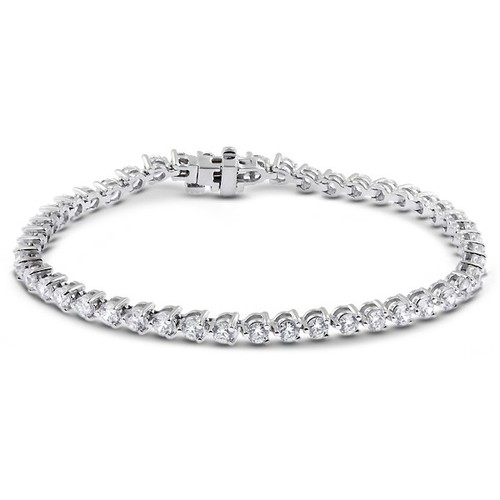 9 CT H SI2 Round Cut Natural Certified Diamonds 14kw Gold Basket Tennis Bracelet - Picture 2 of 7