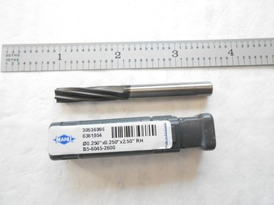 NEW MAPAL 1/4'' DIA. X 2-1/2'' OAL SOLID CARBIDE 6FL. RHC/RHS SPIRAL FLUTE REAMER