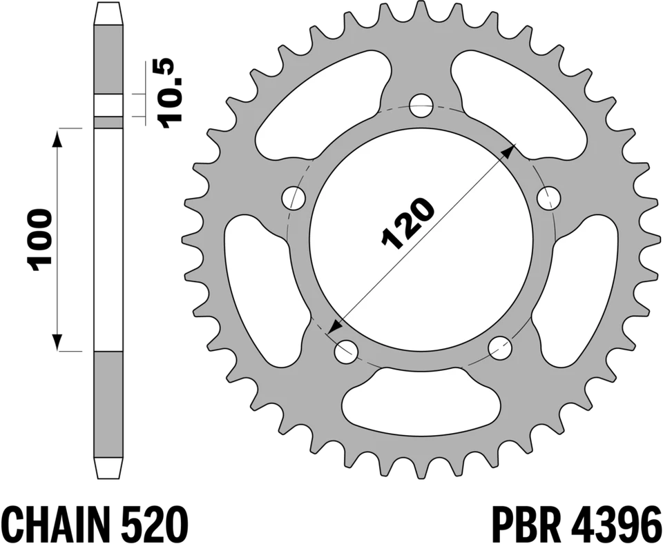 PBR Sprocket in Hart Ergal for Aprilia 750 SL SHIVER (Mod.520) 2007-2014 44T - Image 2 of 4