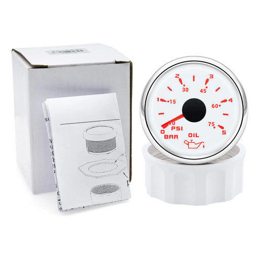 52mm Auto KFZ Öldruckanzeige Anzeige 0-5 Bar 0-75PSI Meter für Marine Boot - Bild 8 von 22