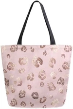 Leopard Canvas Tote Bag Large Reusable Heavy Duty