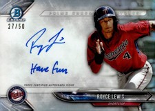 2018 Bowman Chrome Prime Chrome Signatures Royce Lewis Auto /50 Inscribed RC