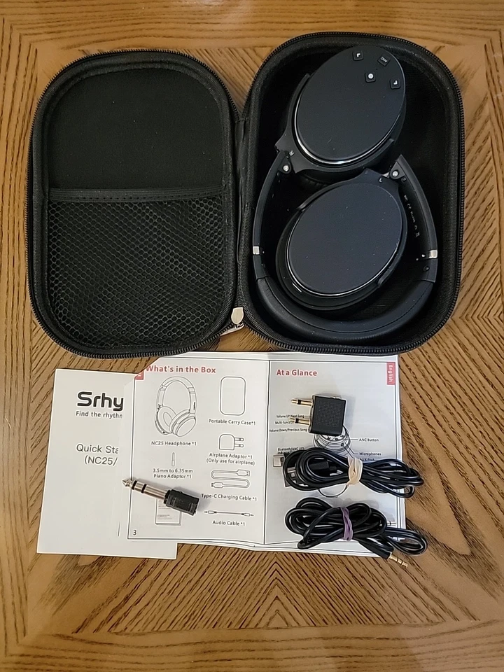 Srhythm NC25 Active On-Ear Noise Cancelling Bluetooth Headphones Black - Image 2 of 4