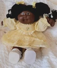 1982 Cabbage Patch Kids African American 2 Ponytails Yellow Dress W/shoes Cutie!