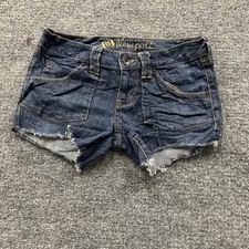Bullhead,Shorts,Womens, 5 Dark Wash Raw Hem Denim Low Rise Newport Jean Shorts