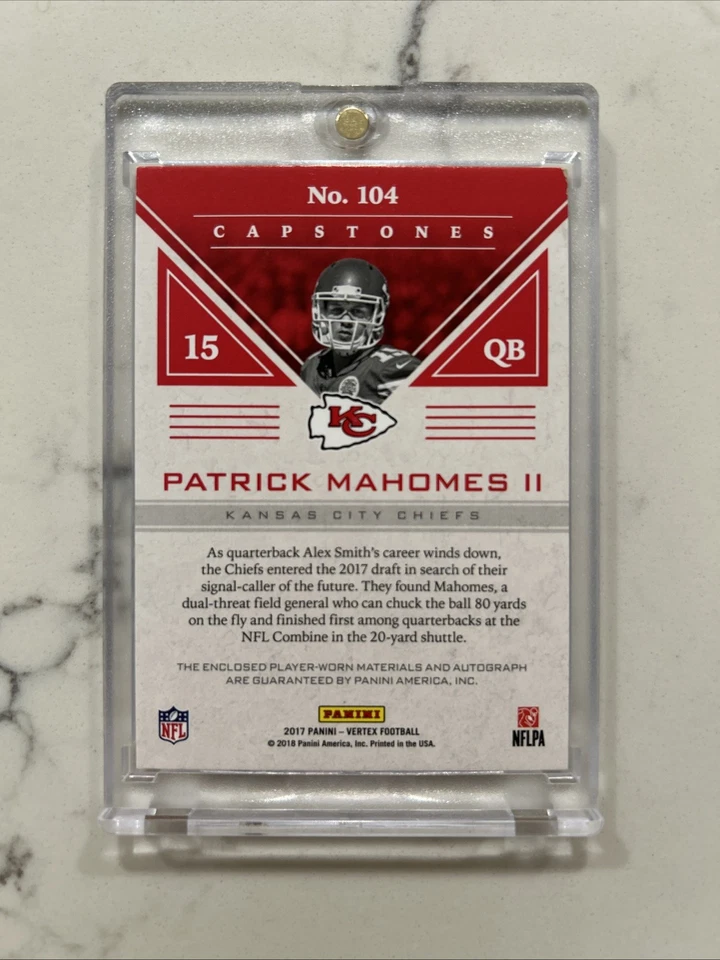 2017 Panini Vertex Capstones #104 Patrick Mahomes II Rookie Autograph /25 - Image 2 of 4