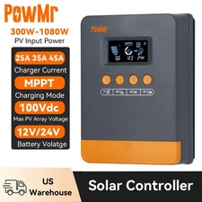25A 35A 45A MPPT Solar Battery Charge Controller 12V/24V Regulator Auto PV 100V