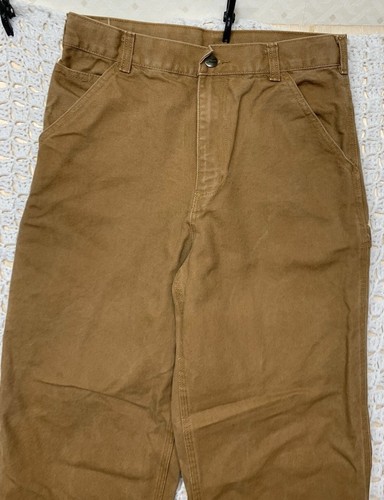 Carhartt Carpenter Canvas Pants Youth Boys 16 Brown Utility Adjustable Waist - Picture 2 of 10