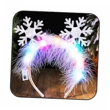  Light up Christmas Headband LED White Snowflake Headpiece Glowing Feather 