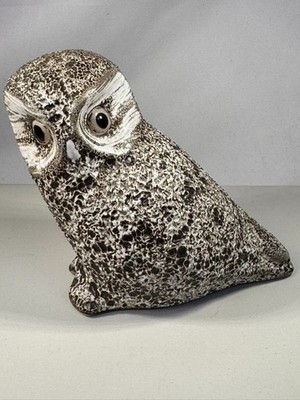 D. Ferguson Signed Pottery Owl Figurine Pigeon Forge Pottery 4  Speckled Glaze