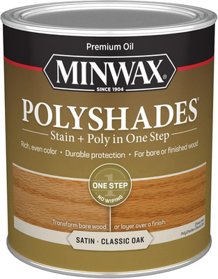 Polyshades Wood Stain + Polyurethane Finish   Quart, Classic Oak, Satin