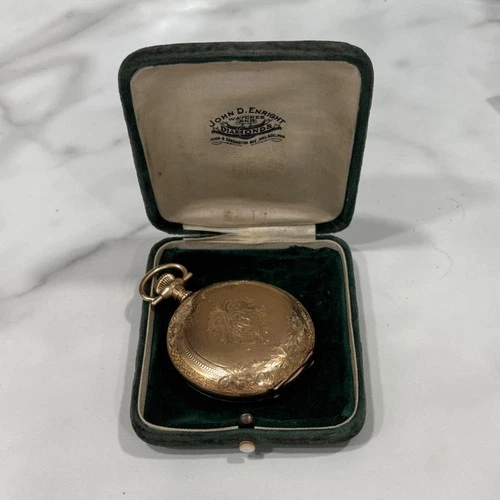1902  Elgin Gold Filled Full Hunter PocketWatch Roman Numerals Mechanical w/ Box