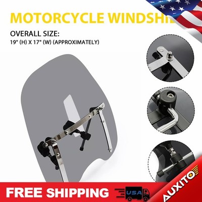 Motorcycle Headlight Windshield Windscreen Smoke 7/8''22mm For 1-1/4''32mm 1''25mm