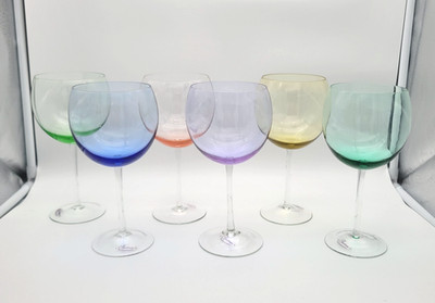 Vintage Spectrum Hand Blown Crystal Wine Glasses MINT in box