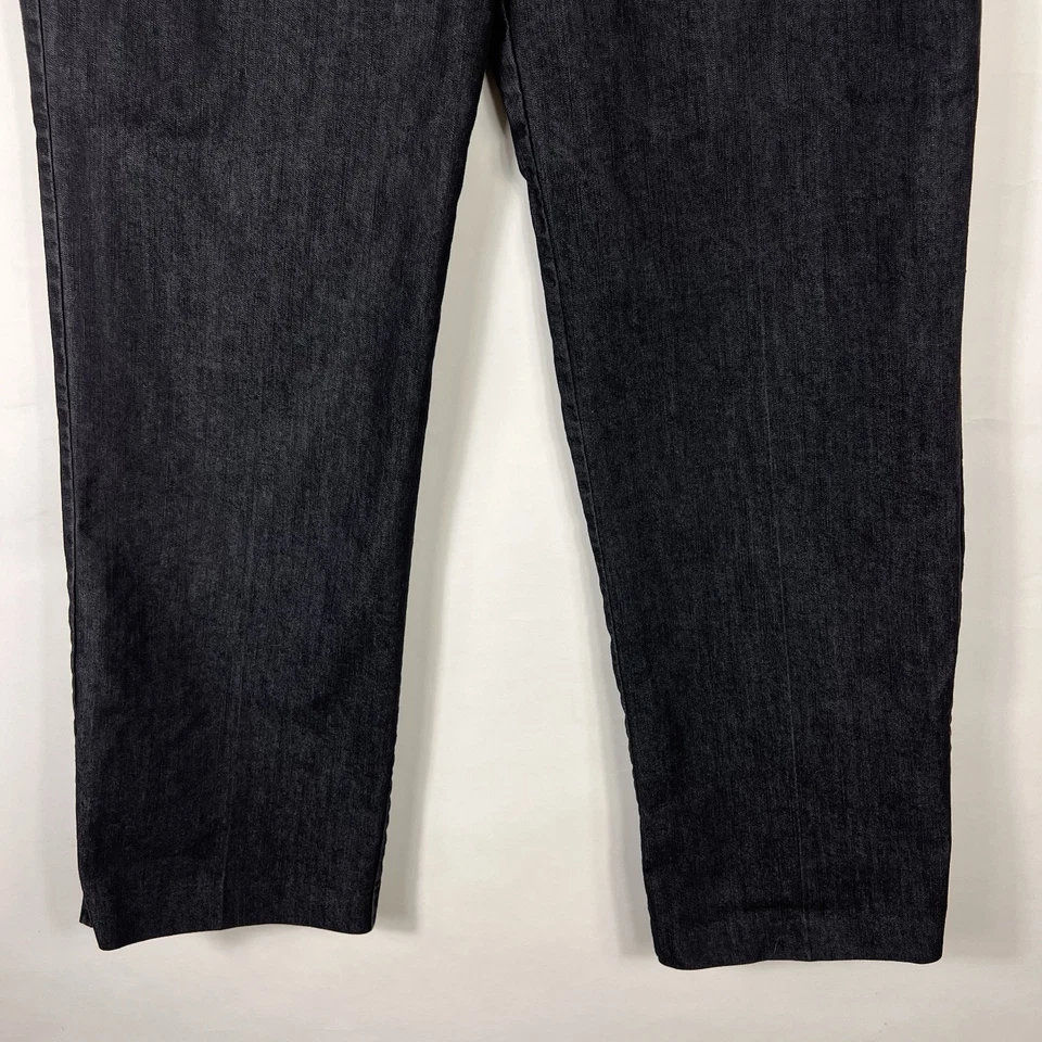 Pantalones de mezclilla Larry Lavine para mujer talla 12 rectos tiro medio elásticos lavado oscuro cambray Foto 3 de 4